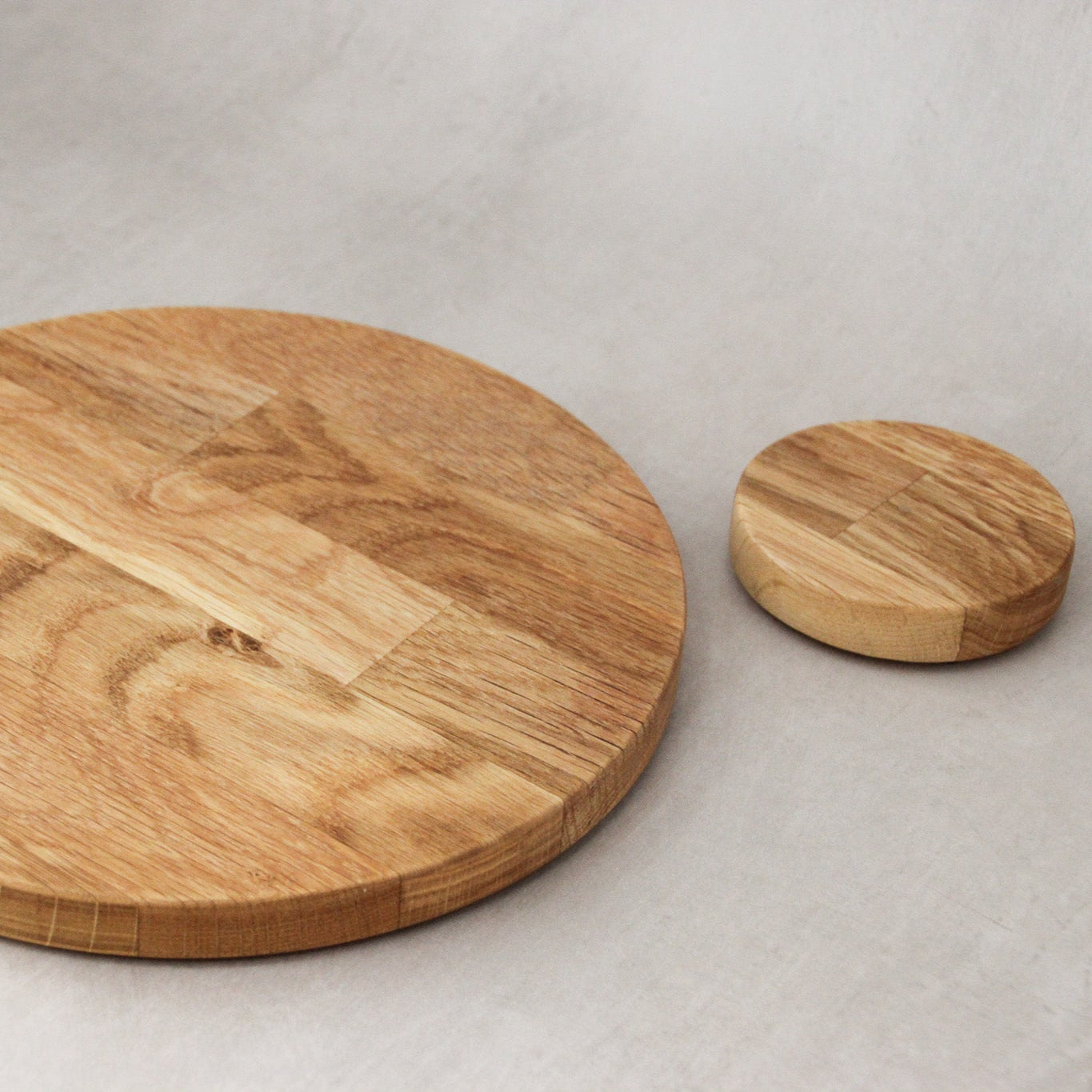Round Solid Oak Placemats and Coasters Set