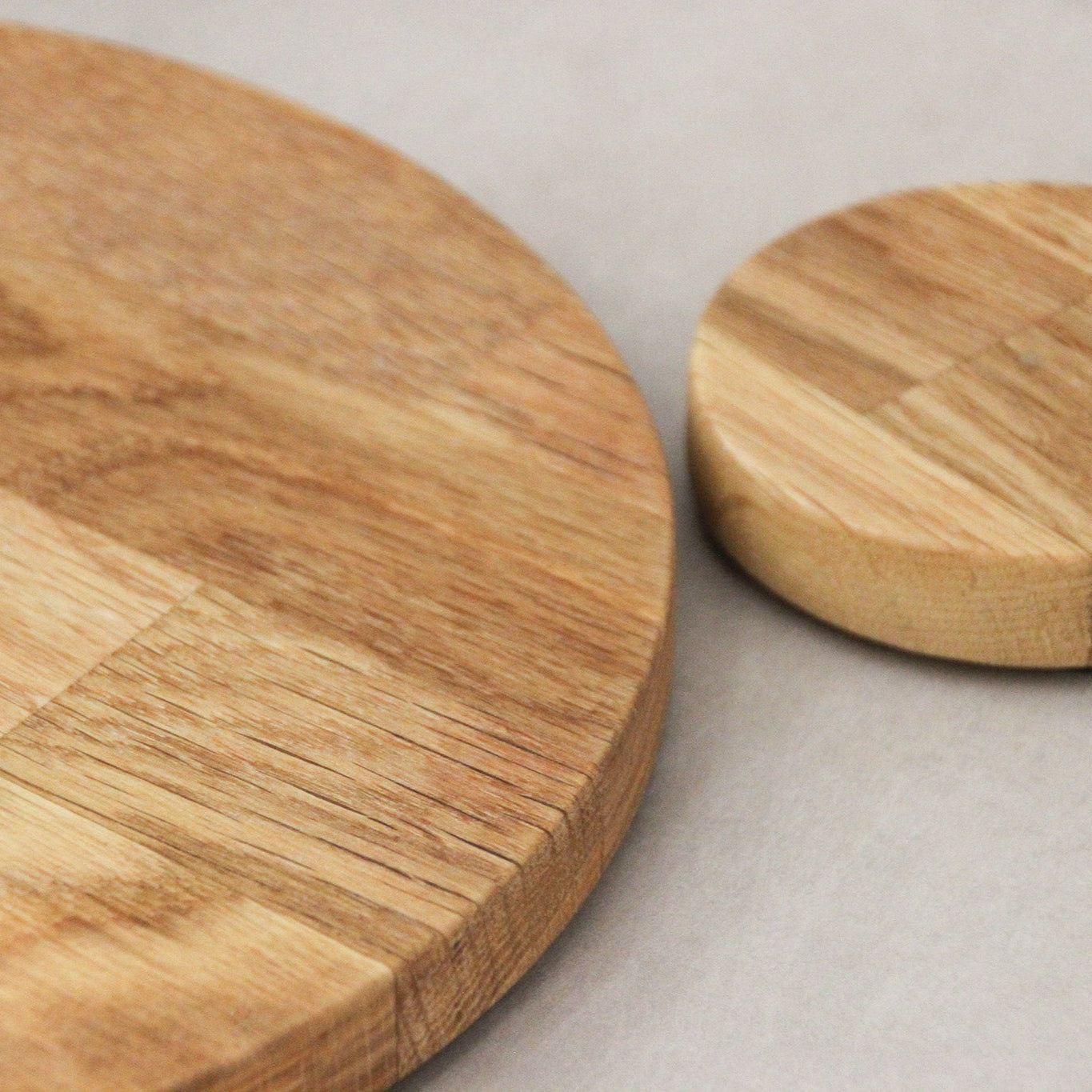 Round Solid Oak Placemats and Coasters Set