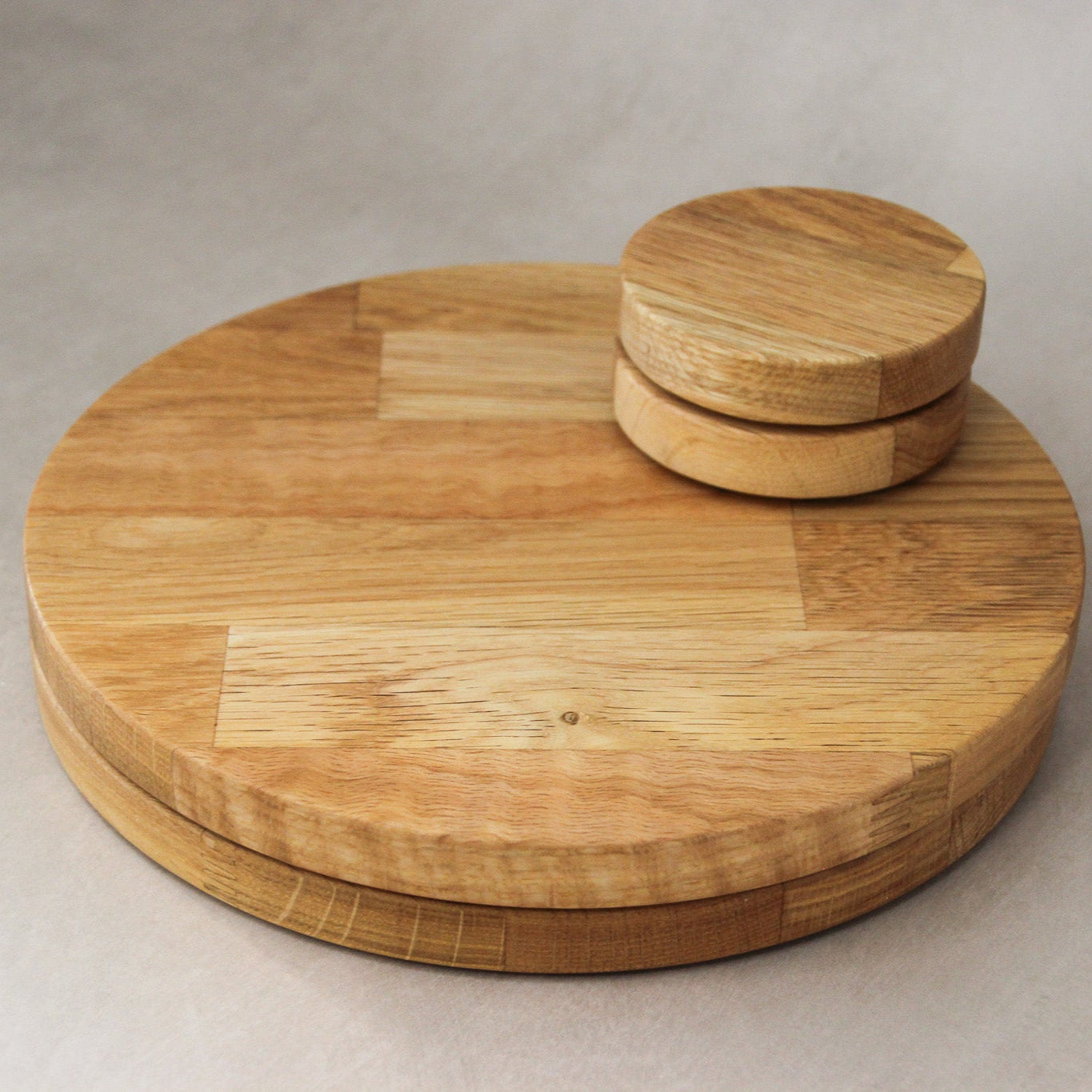 Round Solid Oak Placemats and Coasters Set