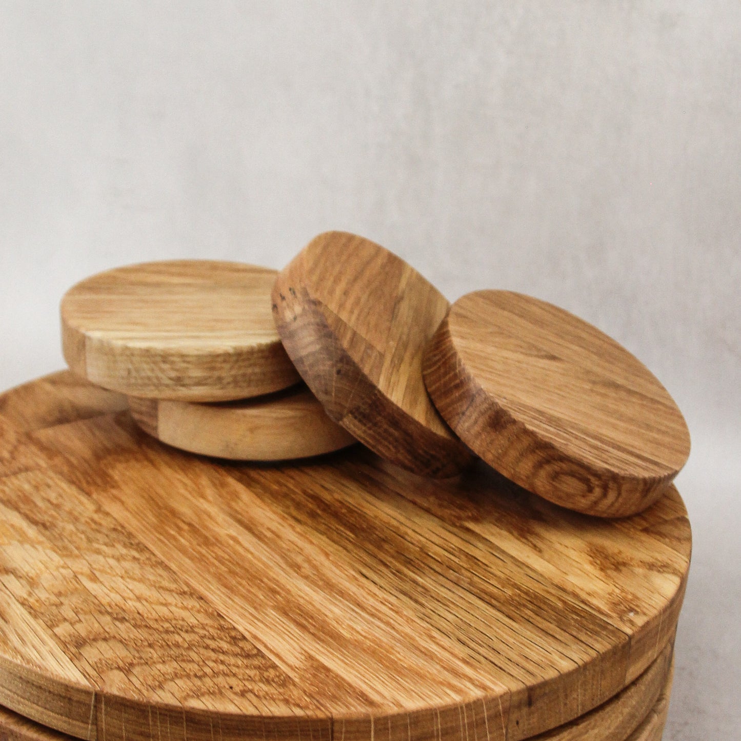 Round Wooden Coasters - Oak Handmade Coasters
